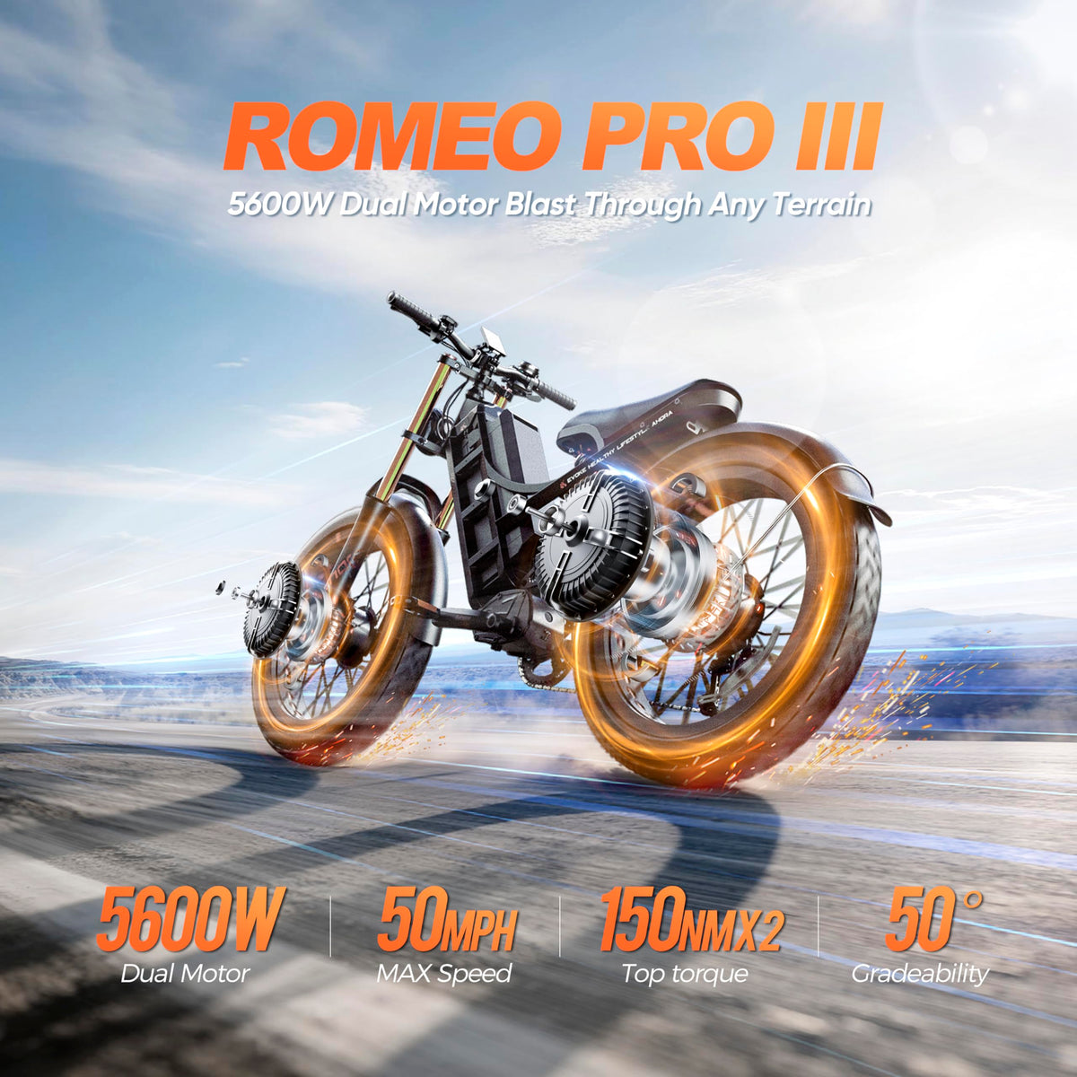 Eahora Romeo Pro 500W all-terrain e-bike alternate studio view