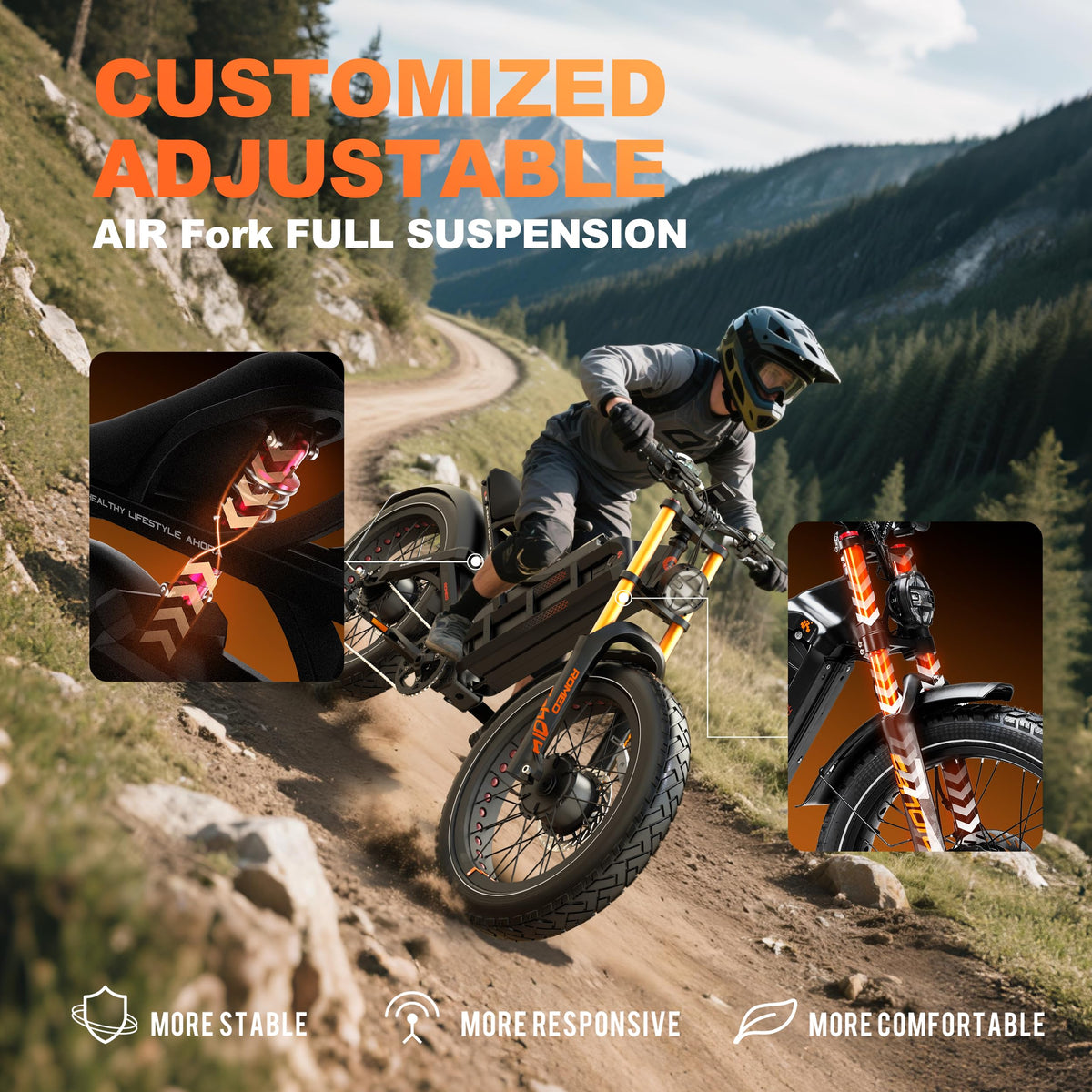 Eahora Romeo Pro 500W all-terrain e-bike rear angle view