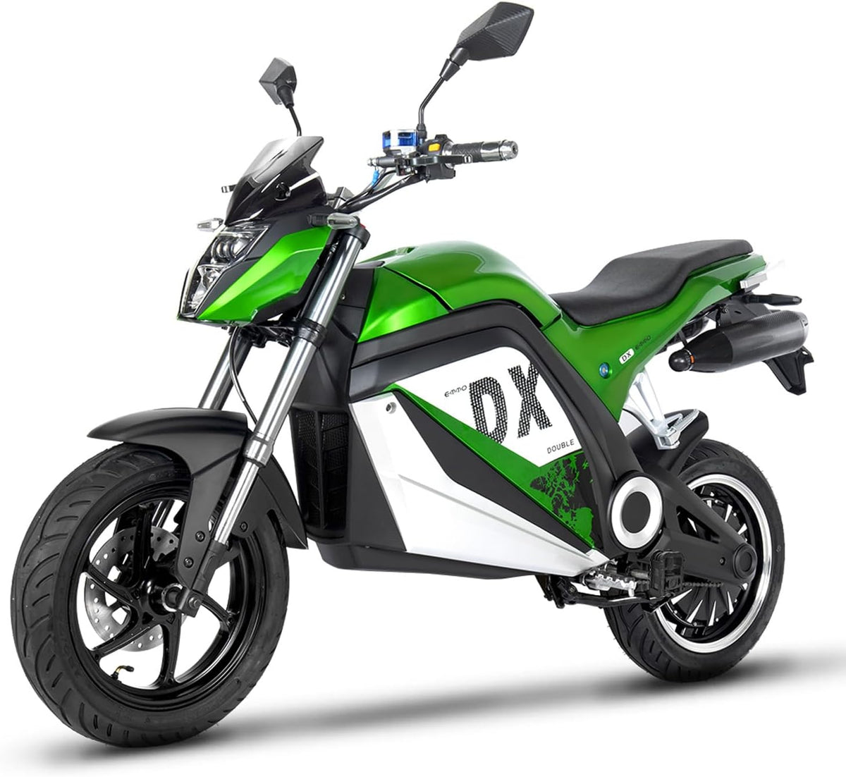 EMMO DX red electric motorcycle-style e-bike Canada side view