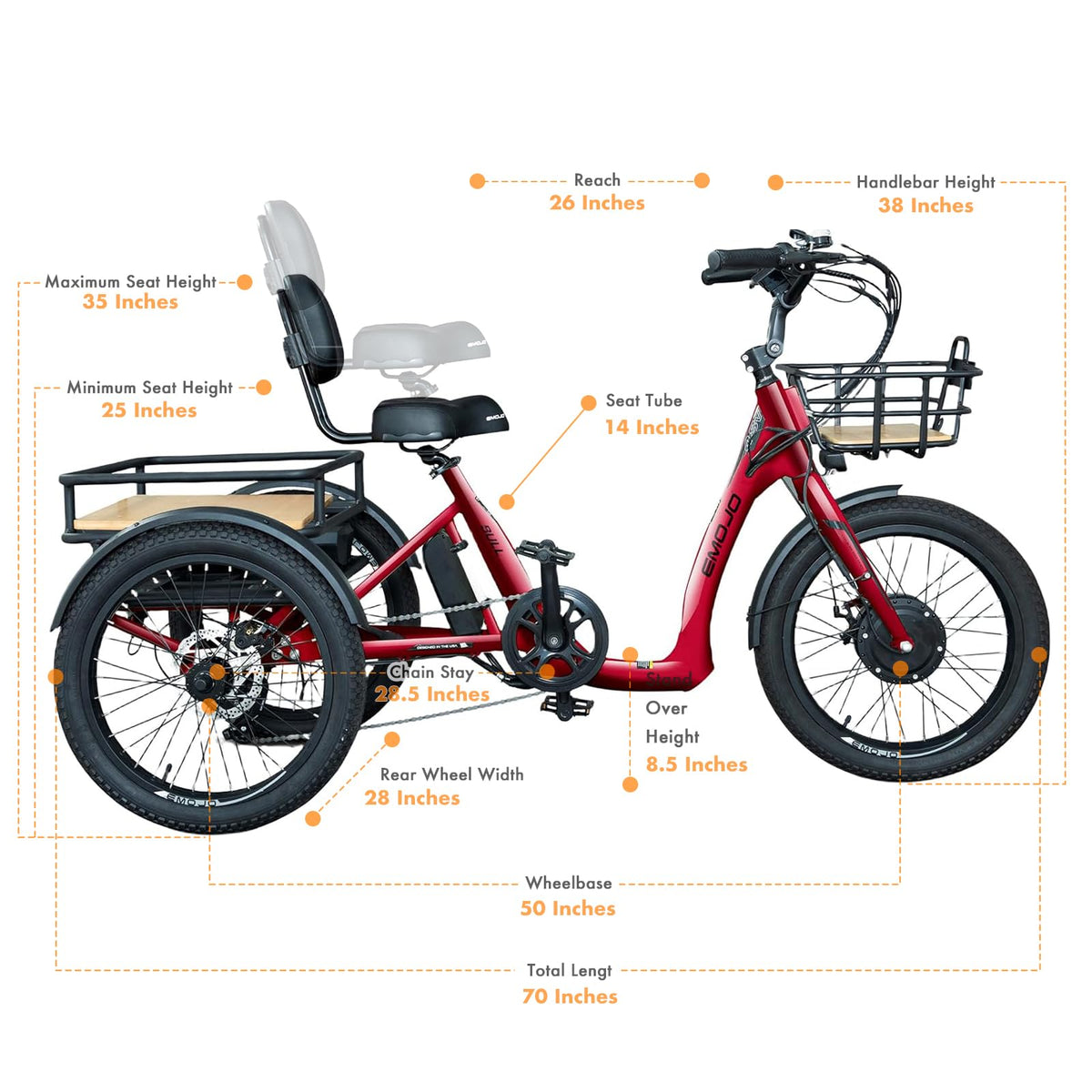 Emojo Bull step-through electric trike frame detail