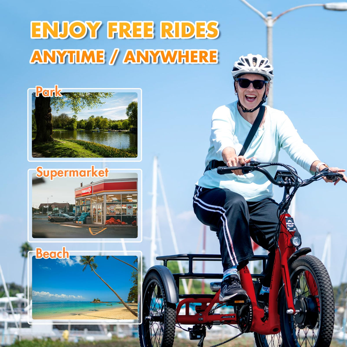 Emojo Bull step-through electric trike rear three-quarter view
