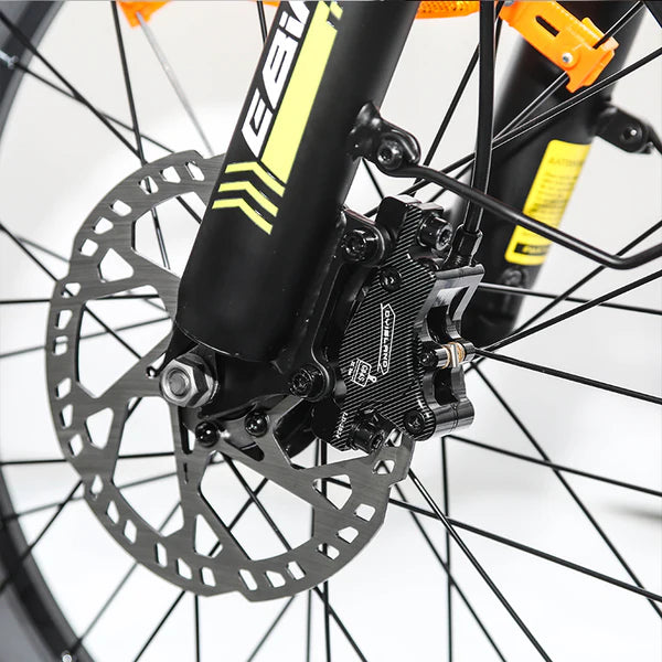 Emoko C93 fat tire moped-style e-bike brake detail