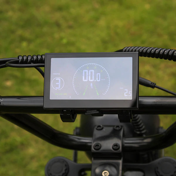 Emoko C93 fat tire moped-style e-bike display detail