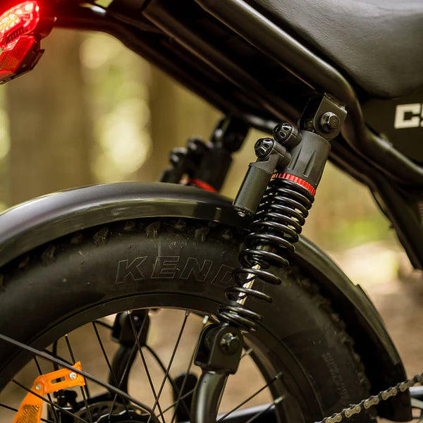 Emoko C93 fat tire moped-style e-bike dual suspension view