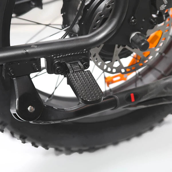 Emoko C93 fat tire moped-style e-bike footrest detail