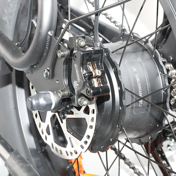 Emoko C93 fat tire moped-style e-bike motor detail