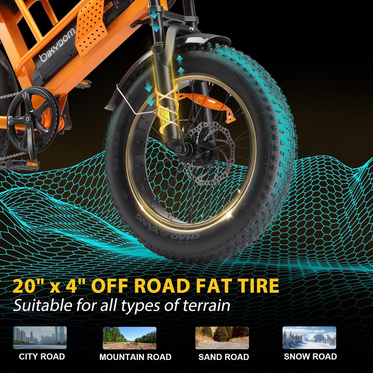 Erukeshu M7 electric bike Canada shock detail