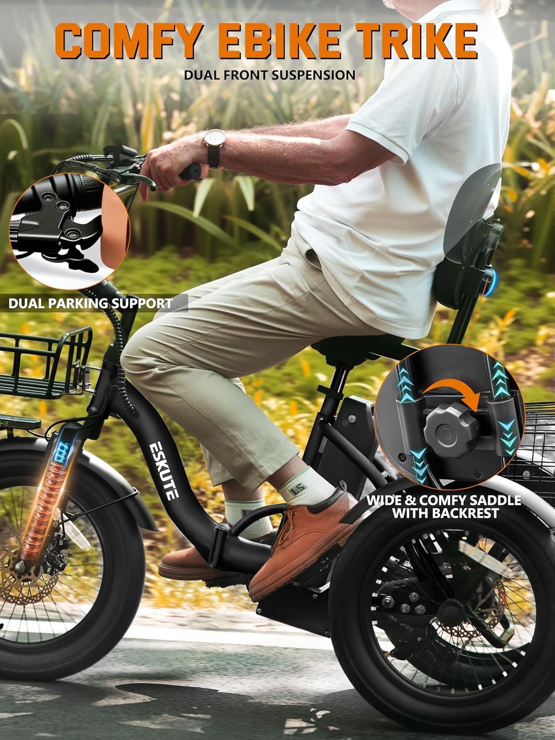 Eskute T300 wide seat and backrest detail
