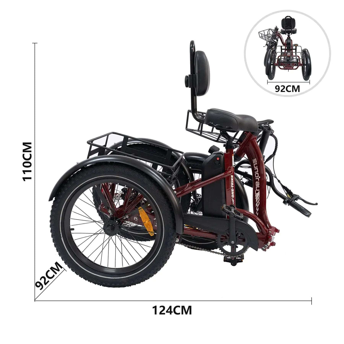 Handlebar and display detail on the Eunorau One-Trike