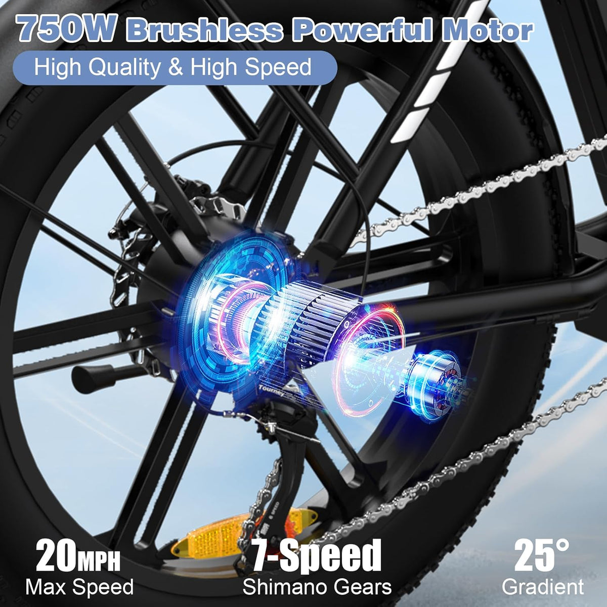 Close-up of Evercross EK6 foldable fat-tire e-bike folded storage view