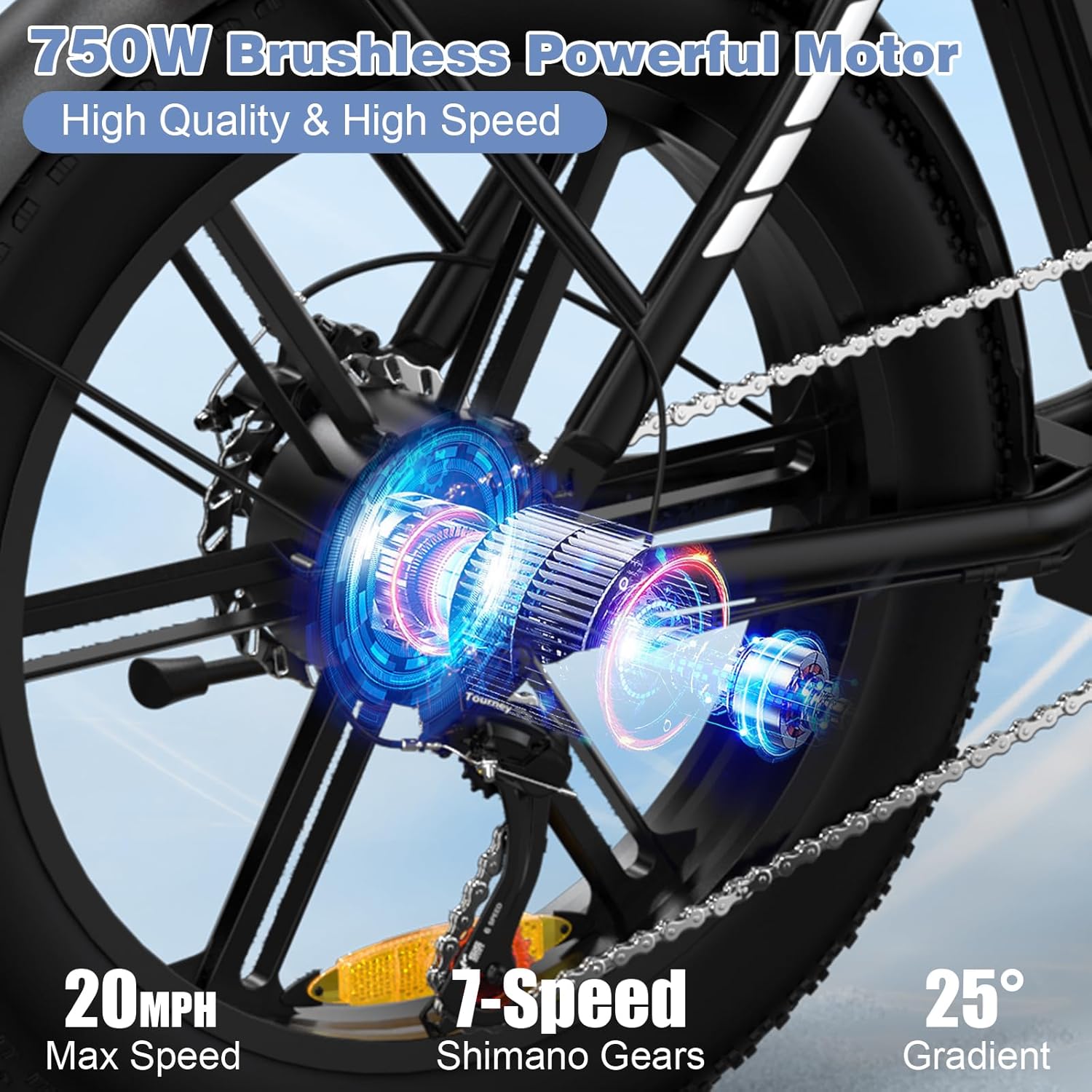 Close-up of Evercross EK6 foldable fat-tire e-bike folded storage view