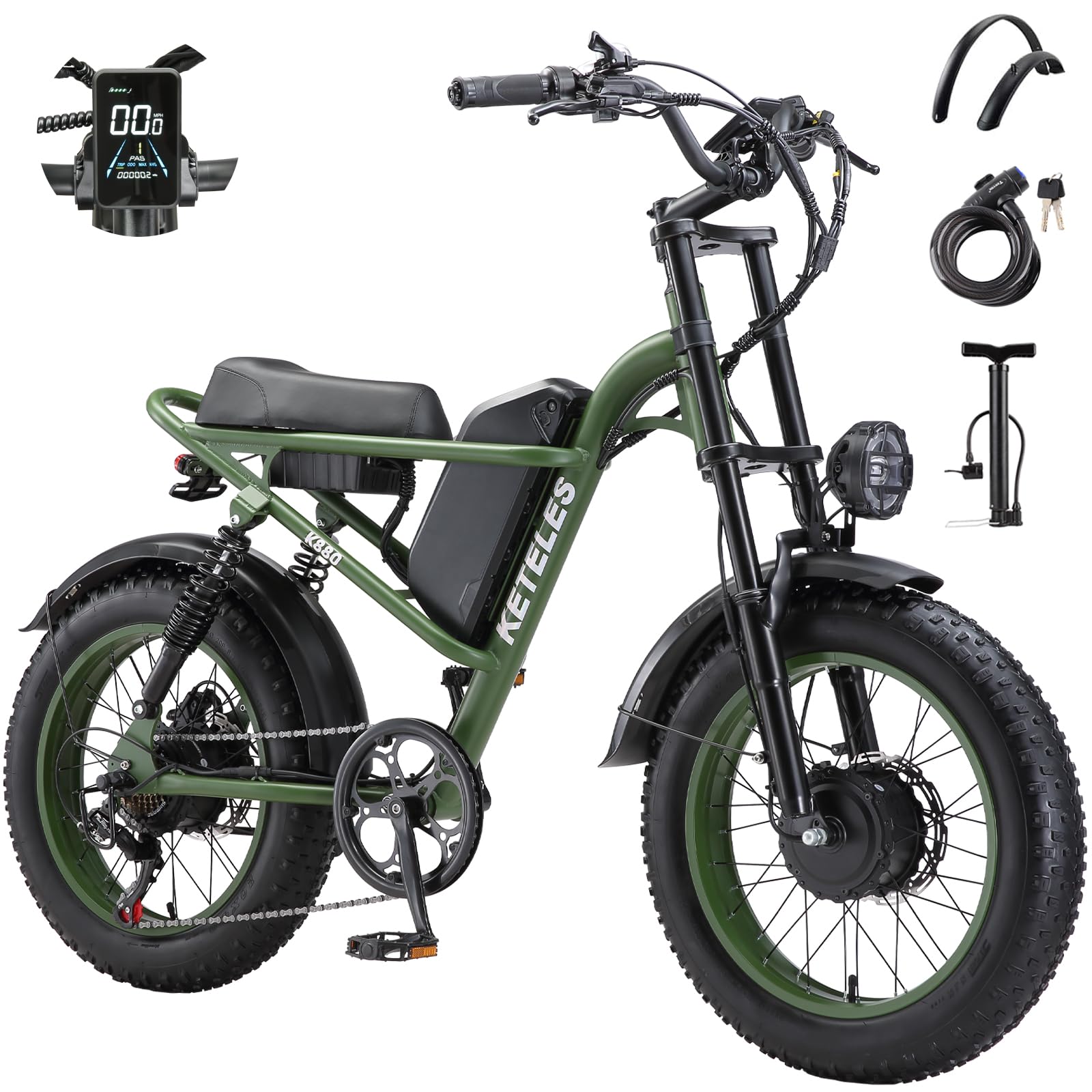 EVGUPRIDER 48V 23Ah fat tire ebike front view