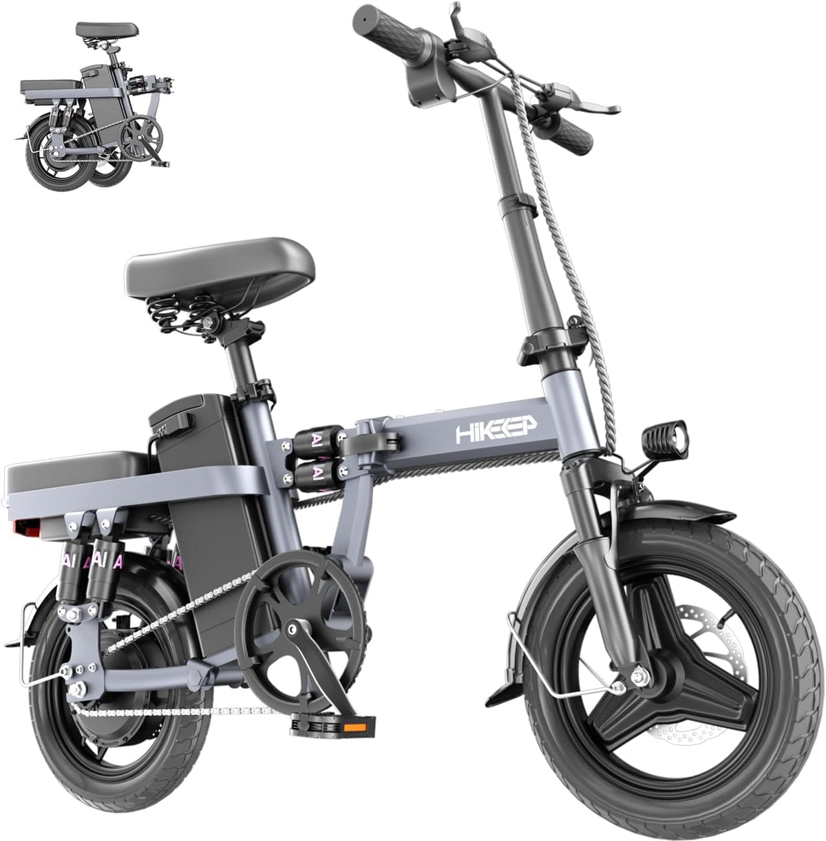 GLOBALKEEP 14-inch folding electric bike Canada battery close-up
