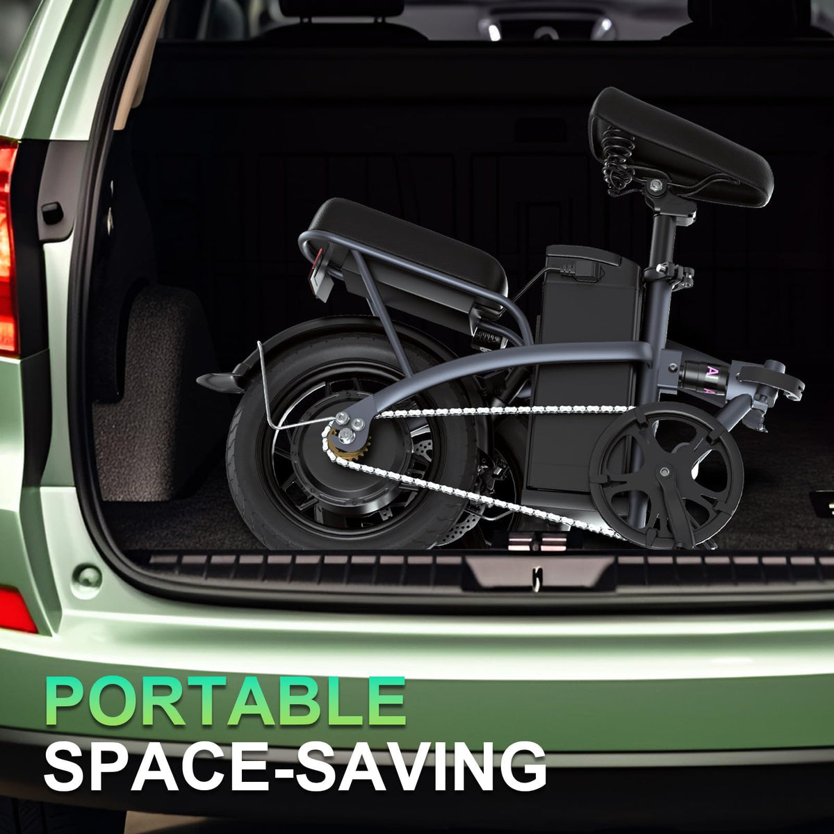GLOBALKEEP 14-inch folding electric bike Canada battery close-up second view