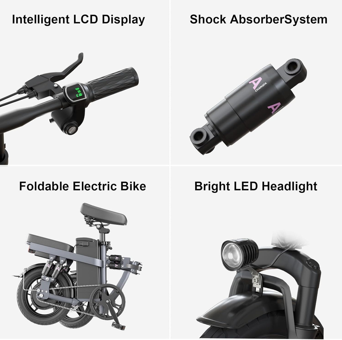 GLOBALKEEP 14-inch folding electric bike Canada handlebar close-up