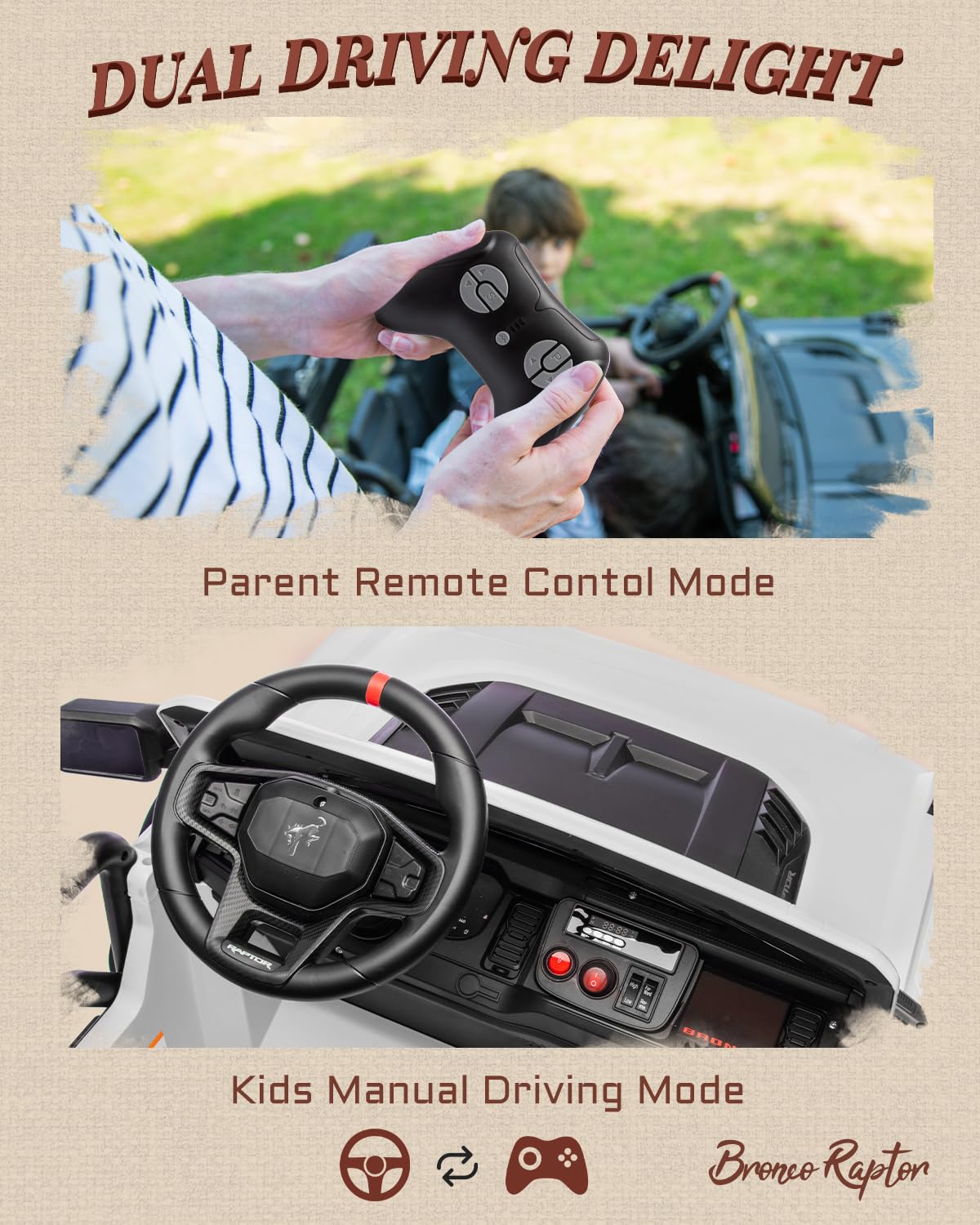 Licensed Ford Bronco Raptor 24V kids ride-on rear view Canada