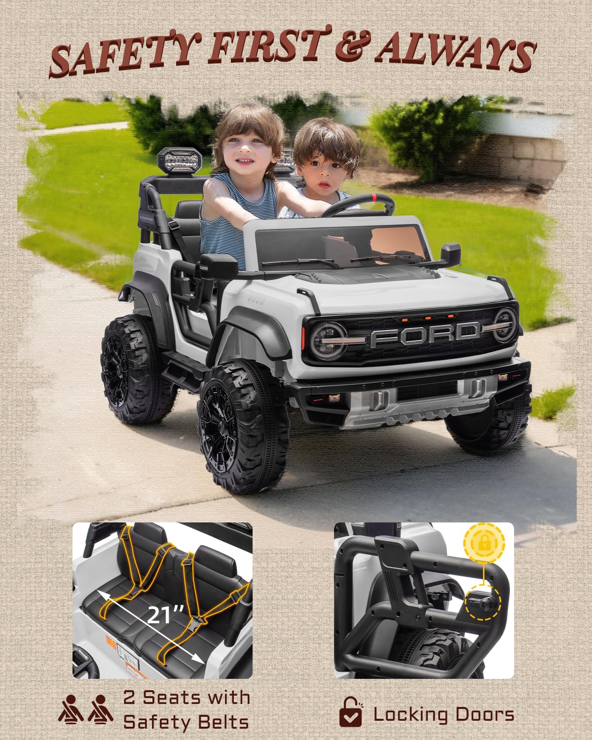 Licensed Ford Bronco Raptor 24V kids ride-on dashboard detail Canada