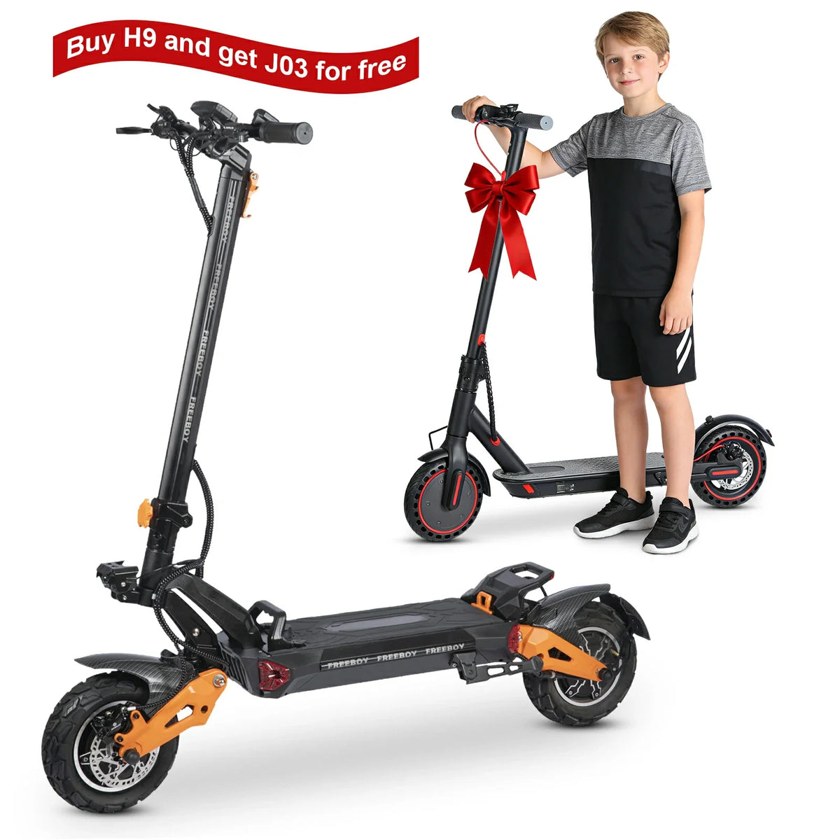 Freeboy H9 dual motor electric scooter hero view