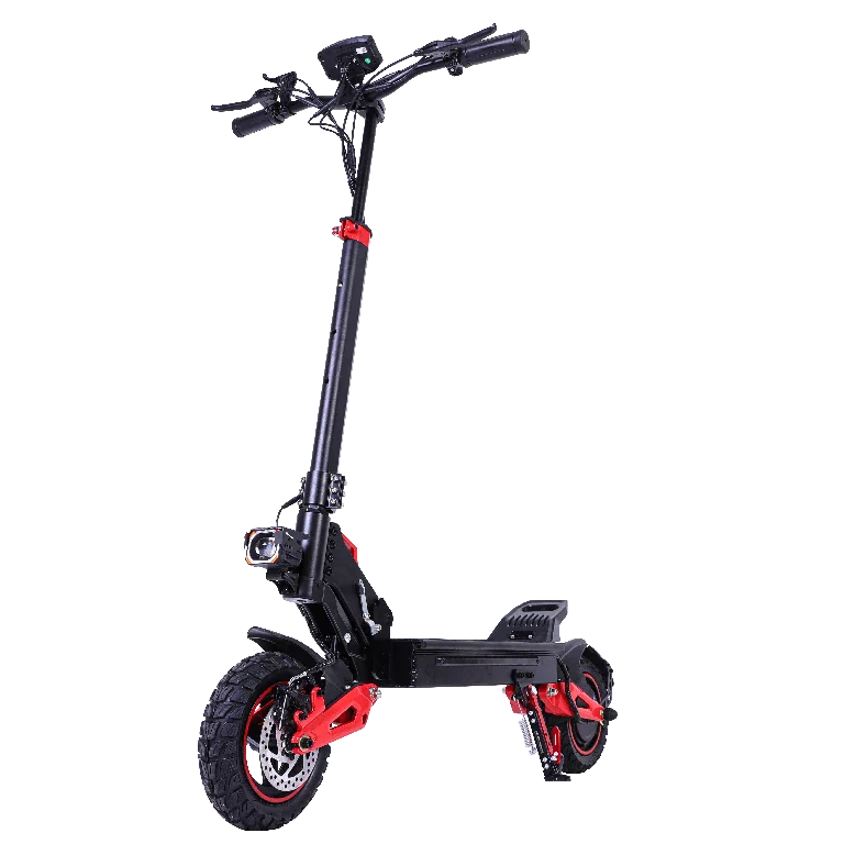 Freeboy J15 Max with a rider seated — the padded saddle and footboard are both visible