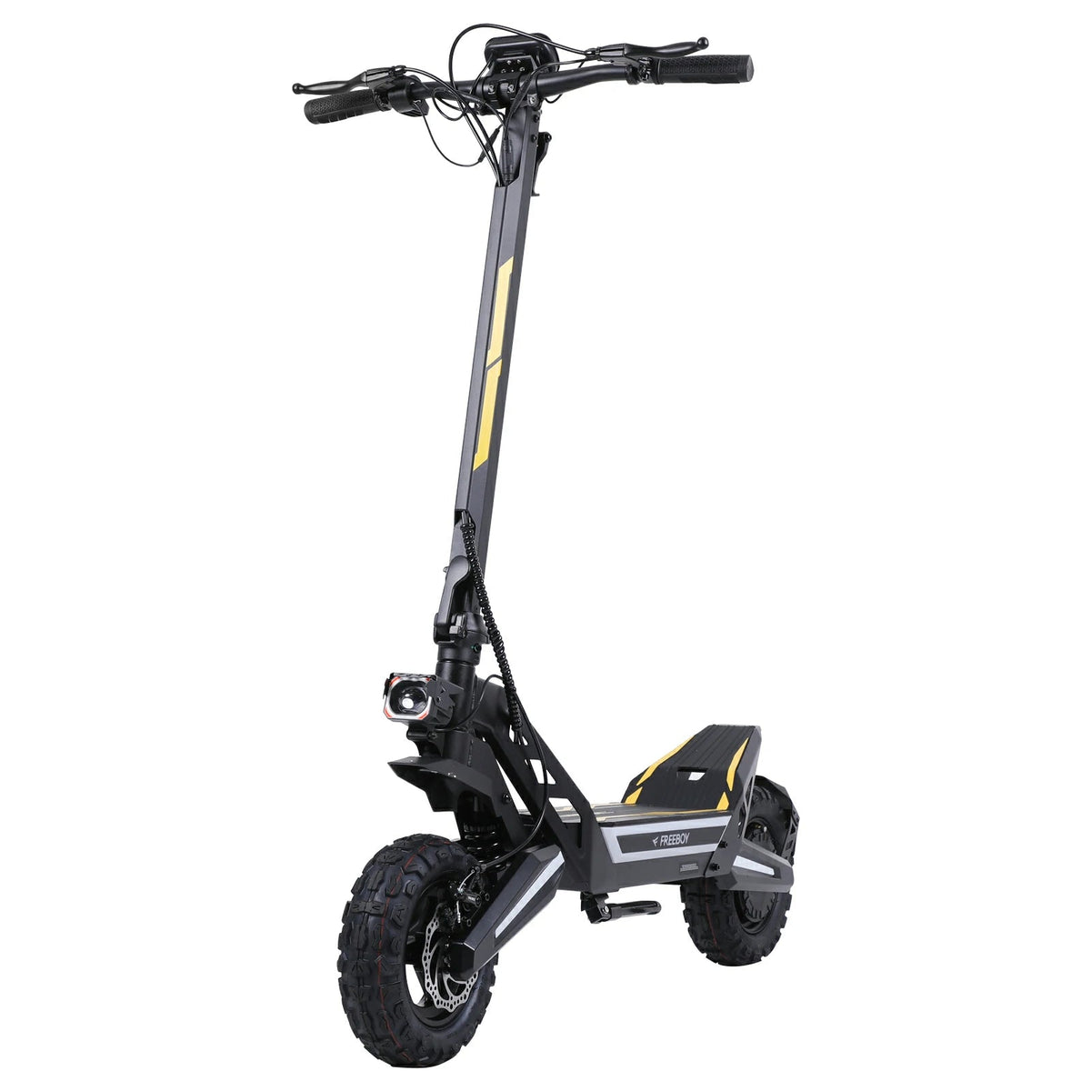 FREEBOY J2 Max electric scooter in black with yellow accents