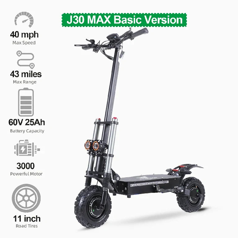 Dual motor and off-road tire detail on the Freeboy J30 Max