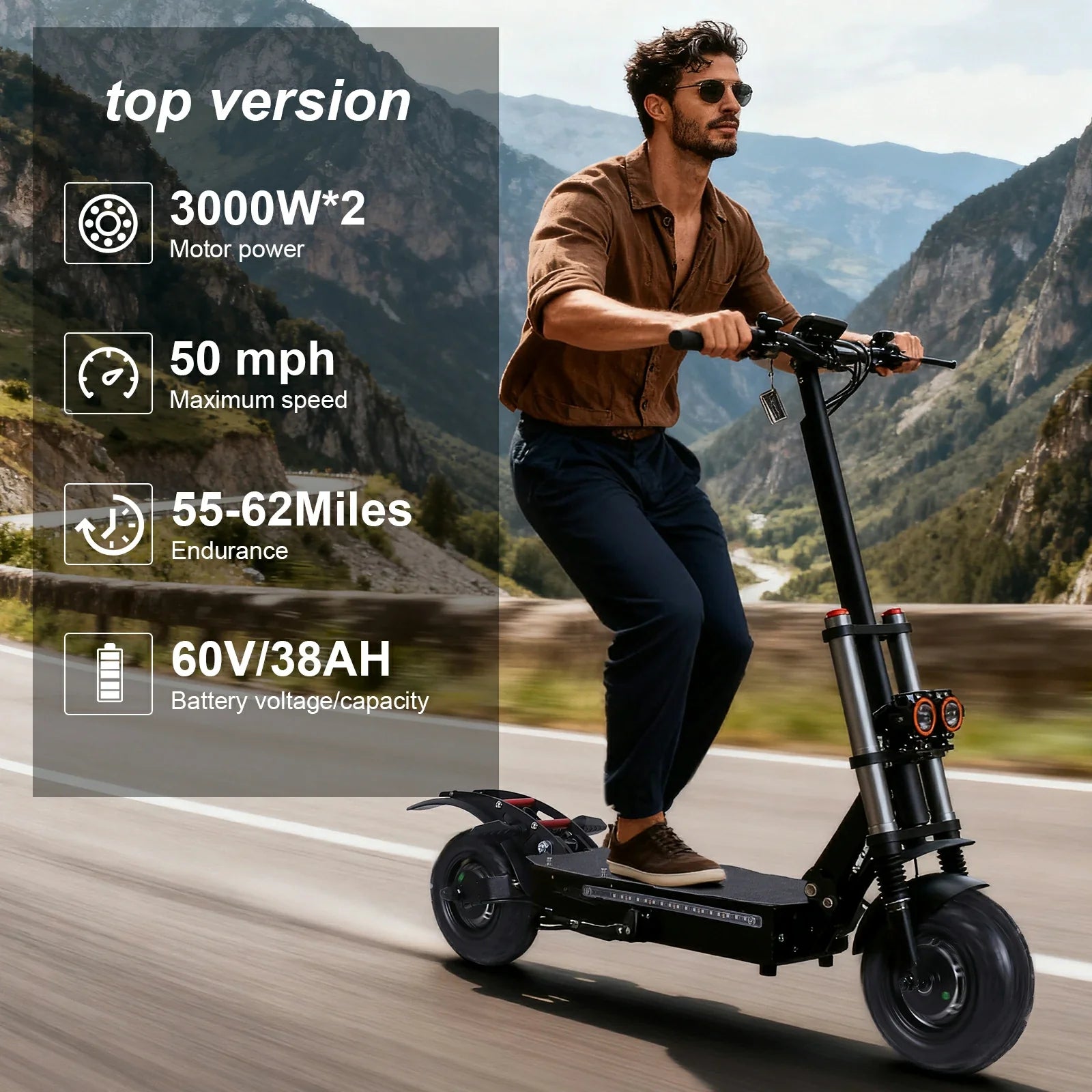 Rear view of the Freeboy J30 Max dual motor scooter