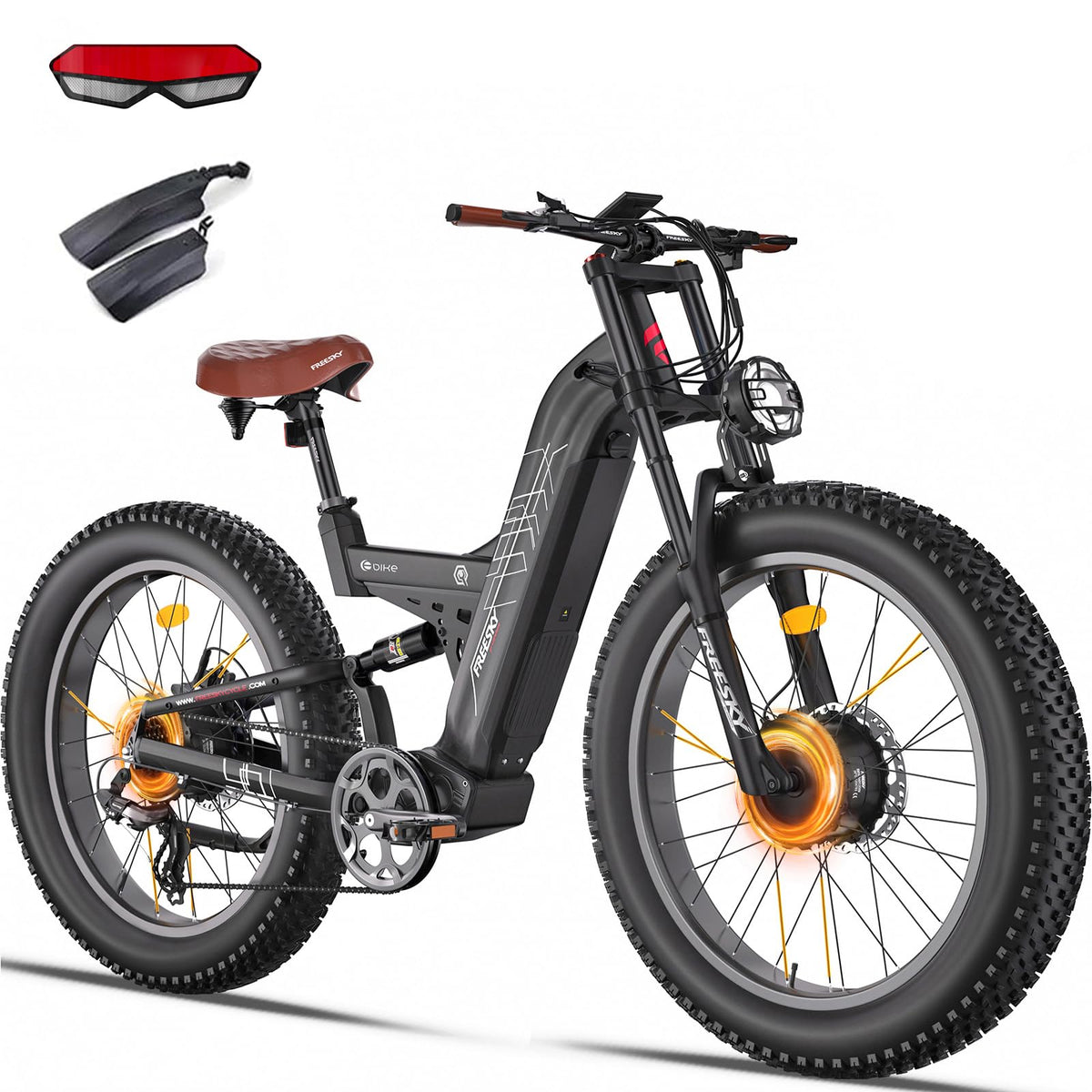 FREESKY Warrior Pro fat tire e-bike with brown seat