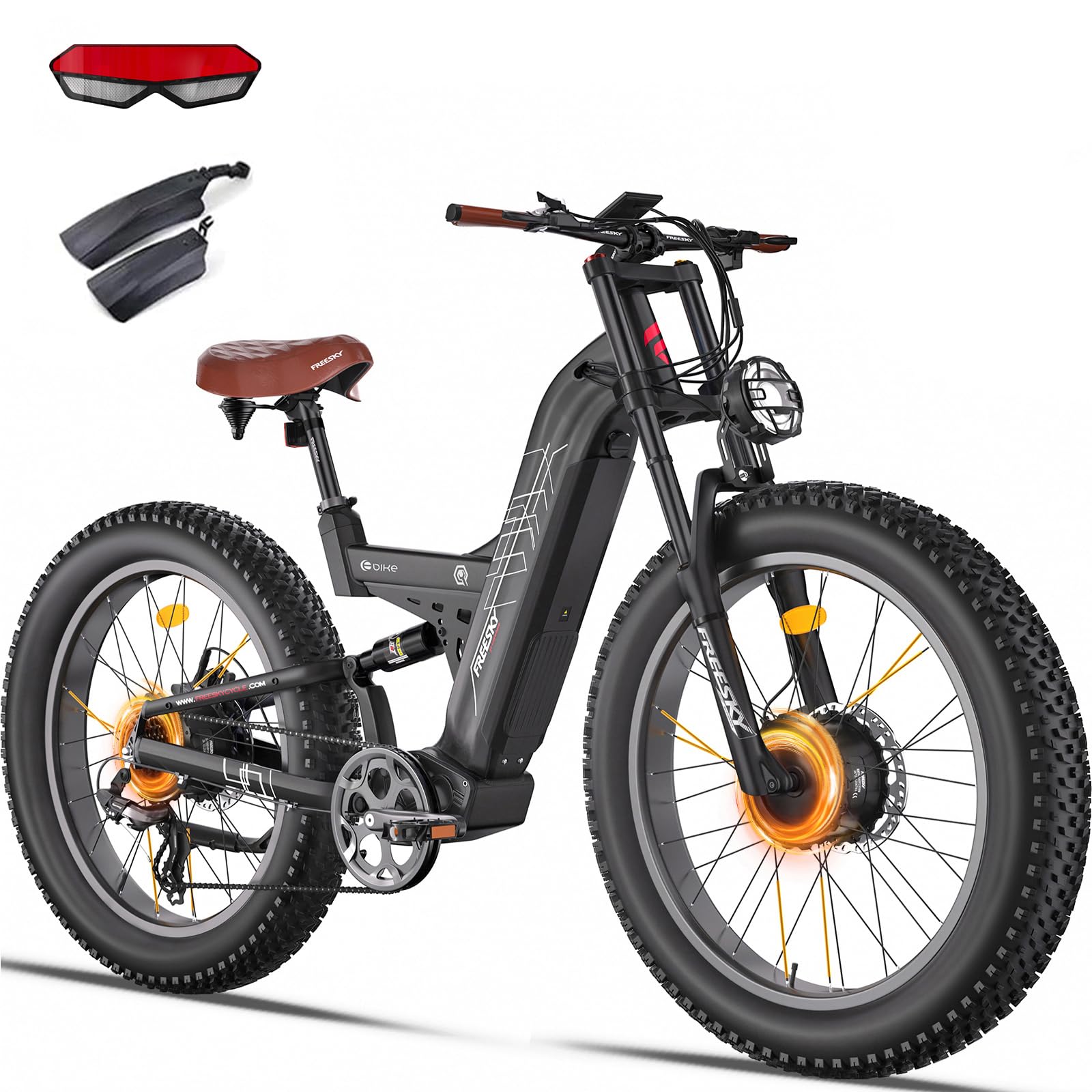FREESKY Warrior Pro dual-motor fat tire e-bike with cargo rack