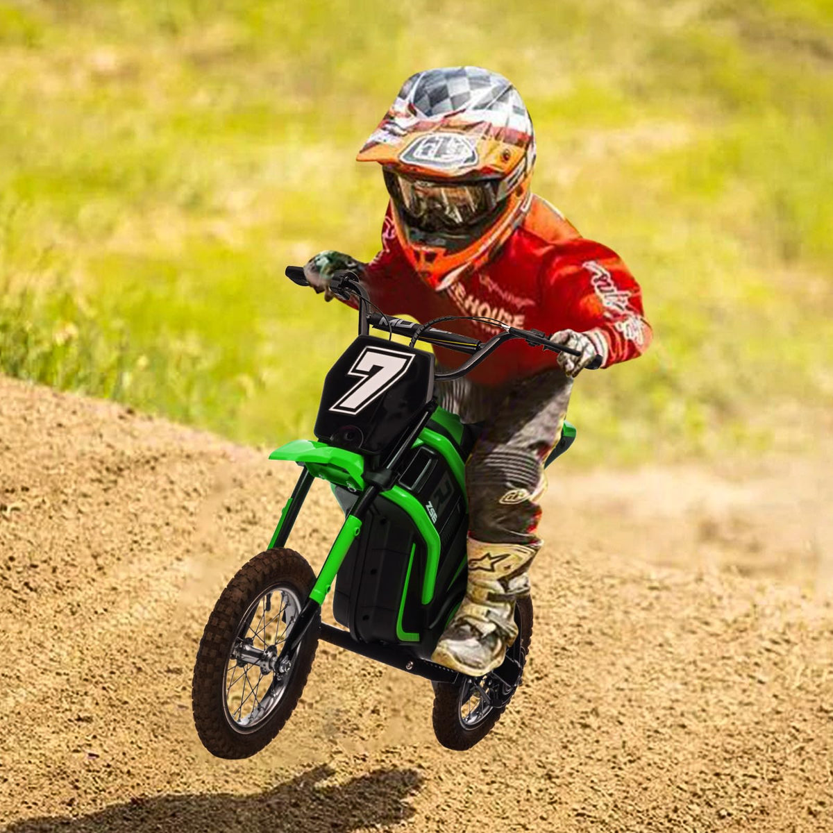 Garvee kids electric dirt bike handlebar detail