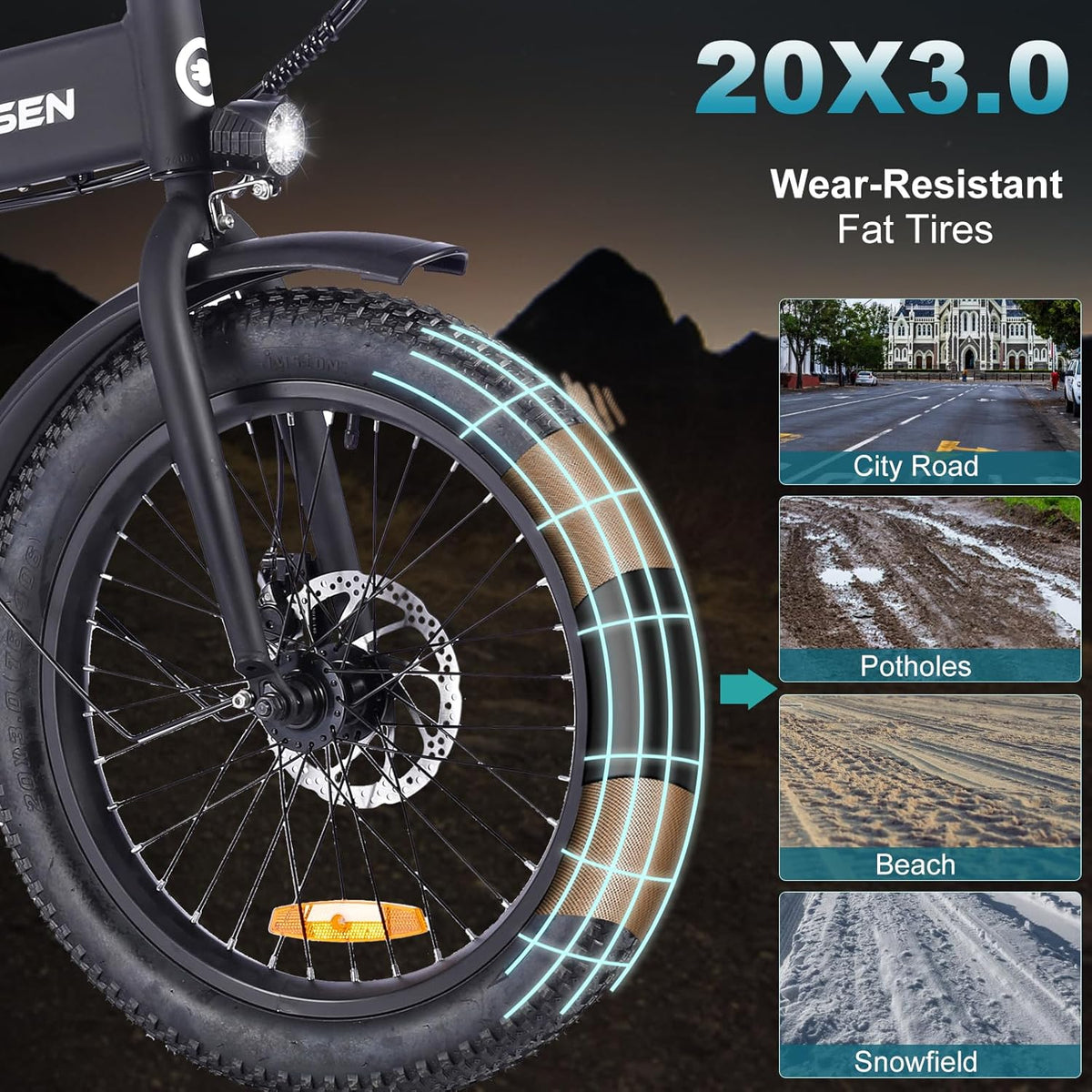 GELEISEN Folding Electric Bike PM-09 Canada | 350W Fat Tire image 3