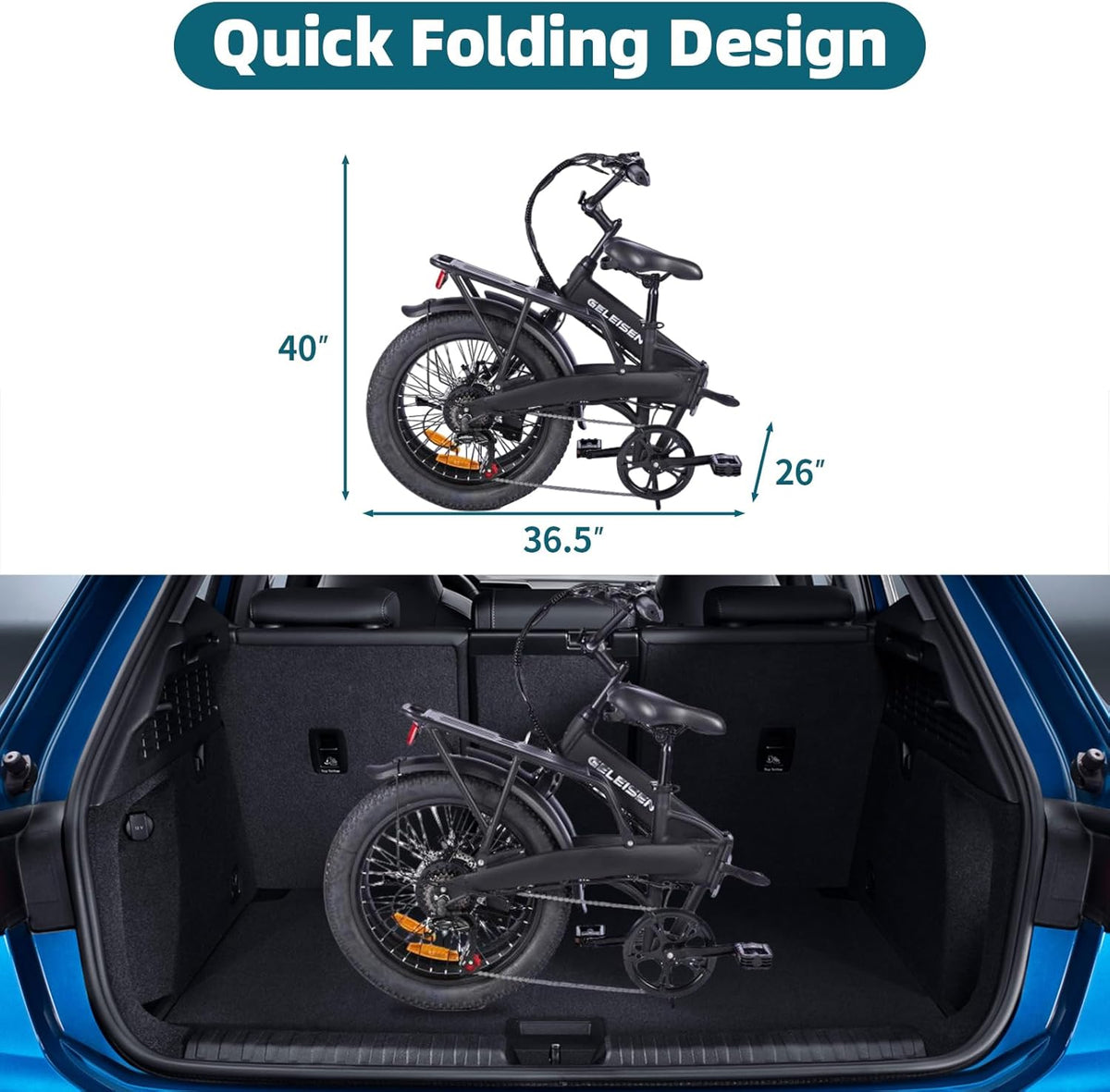 GELEISEN Folding Electric Bike PM-09 Canada | 350W Fat Tire image 6