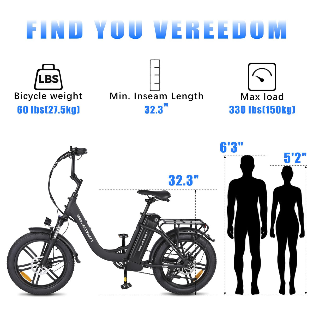 GELEISEN RP50 1000W Fat Tire E-Bike Canada image 11