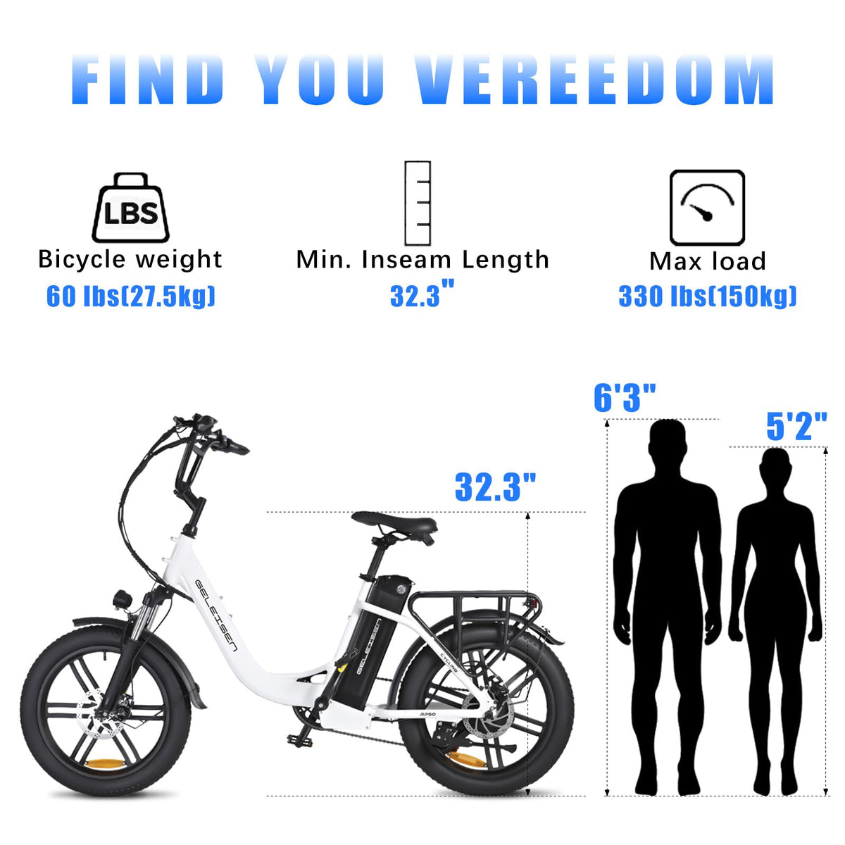 GELEISEN RP50 1000W Fat Tire E-Bike Canada image 38