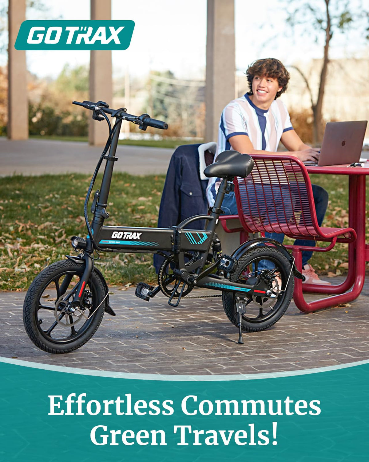 Gotrax EBE1 folding electric bike range and speed graphic