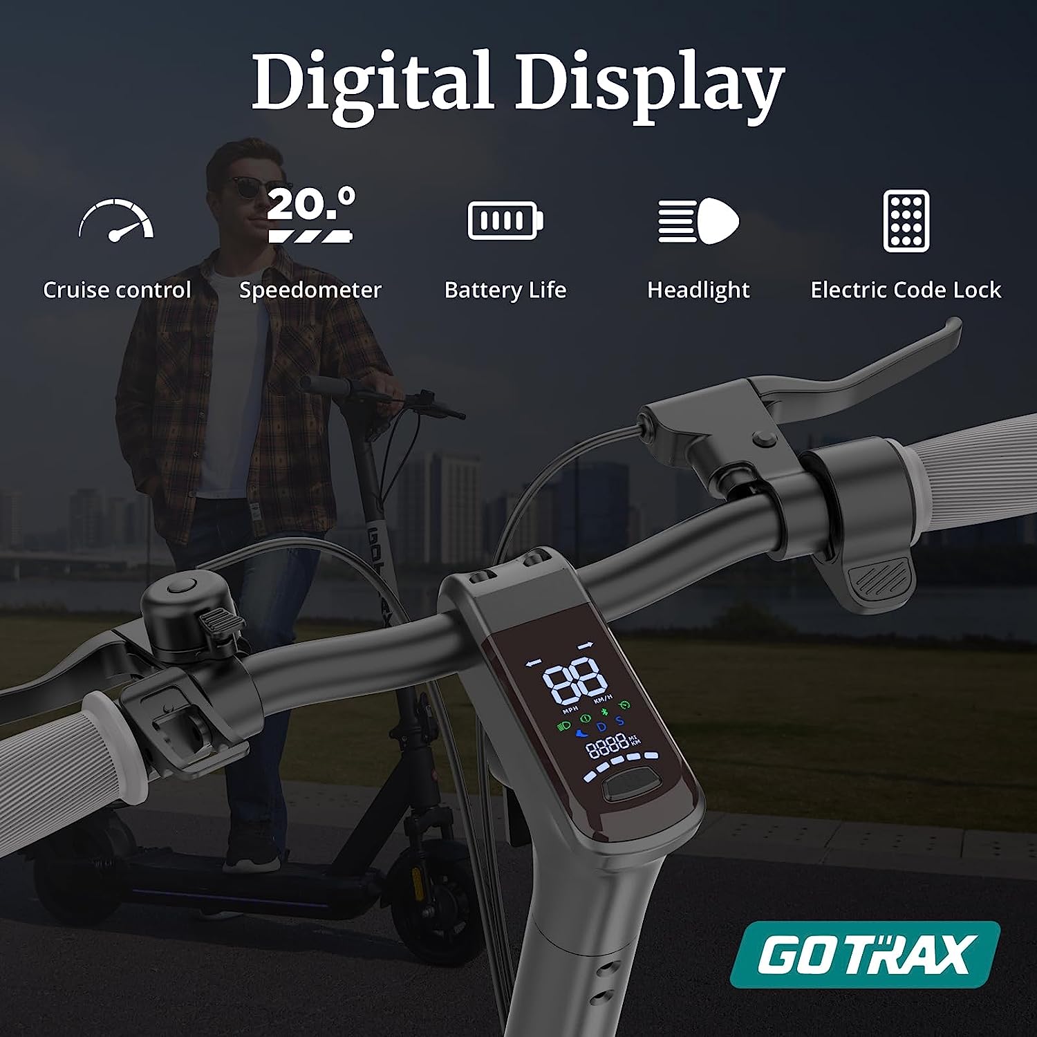 GOTRAX Eclipse Ultra electric scooter digital display detail