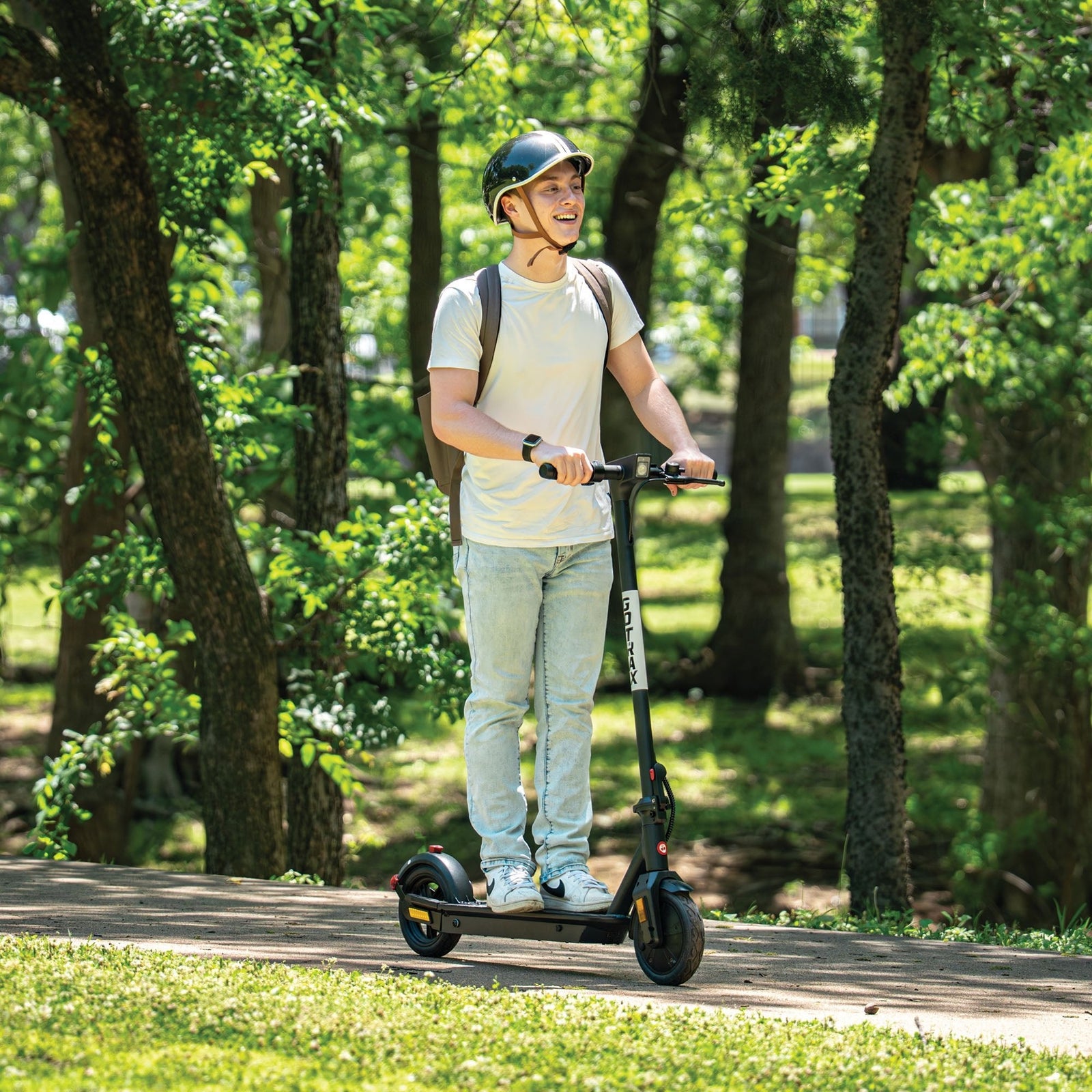 GOTRAX Fusion electric scooter seated riding view