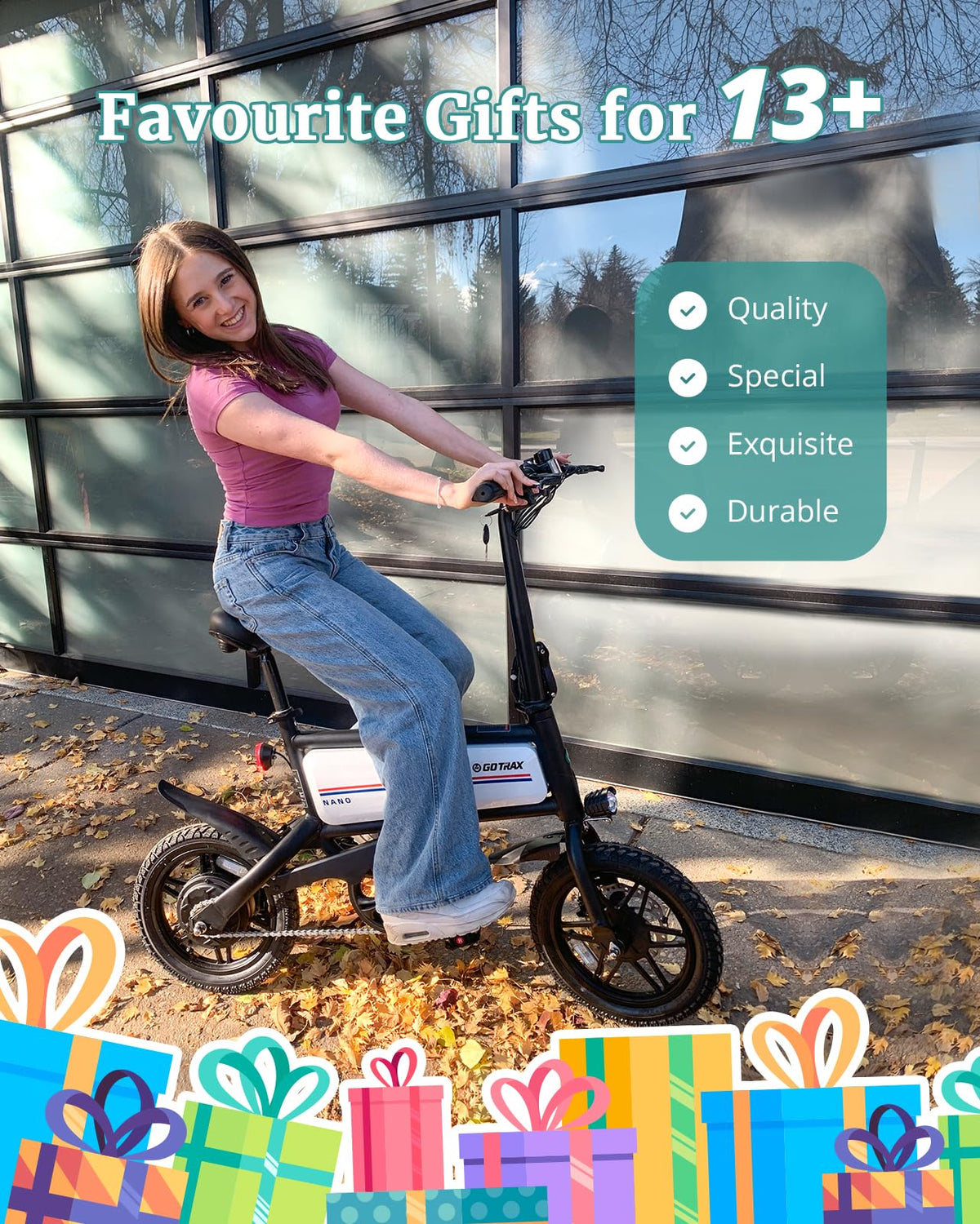 Gotrax NANO compact electric bike folding side view