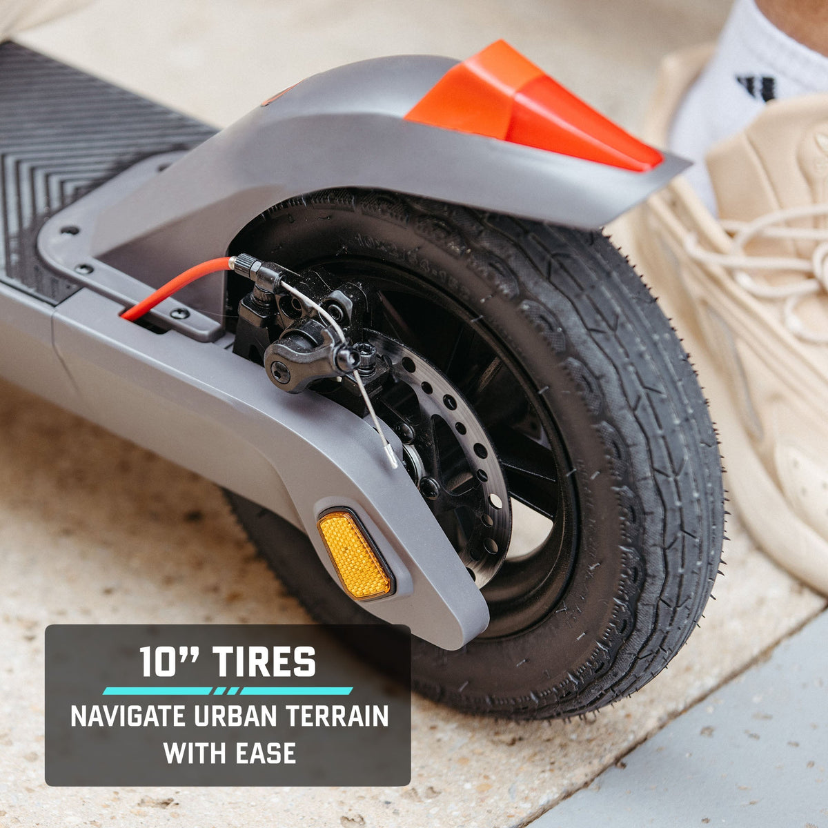 GOTRAX XRE Pro electric scooter 10-inch tires feature graphic