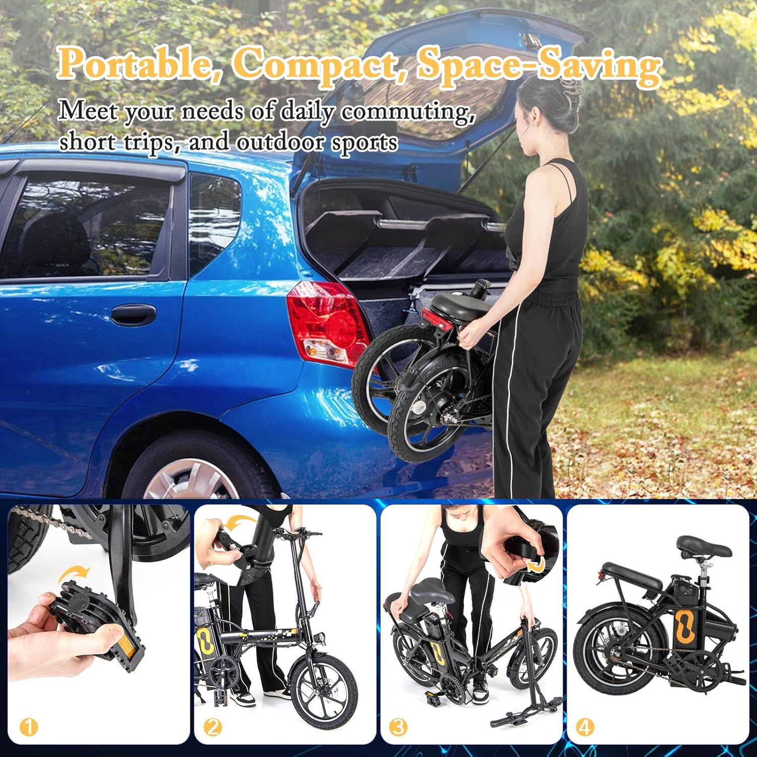 GYMAX Folding Electric Bike Canada riding scene