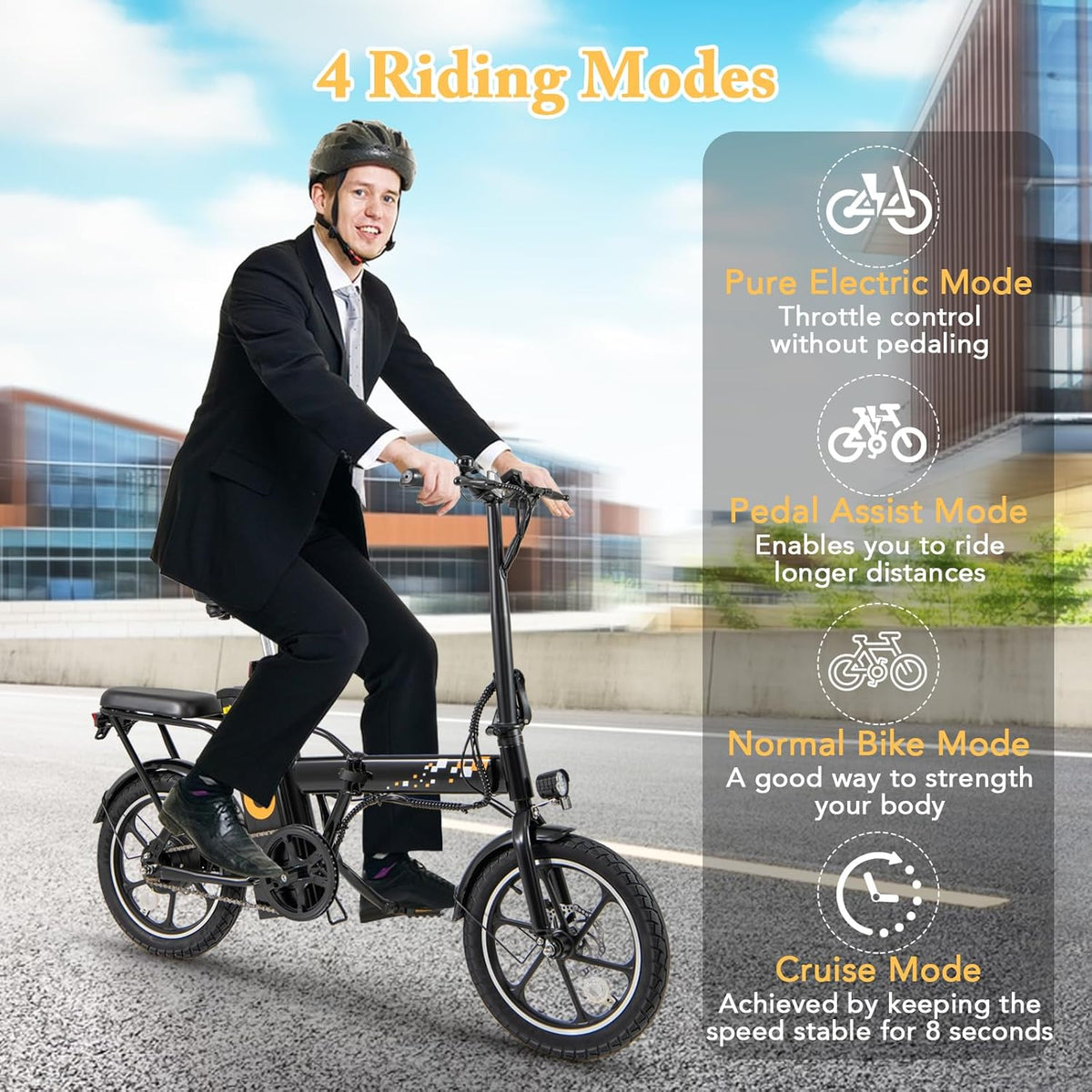 GYMAX Folding Electric Bike Canada side view