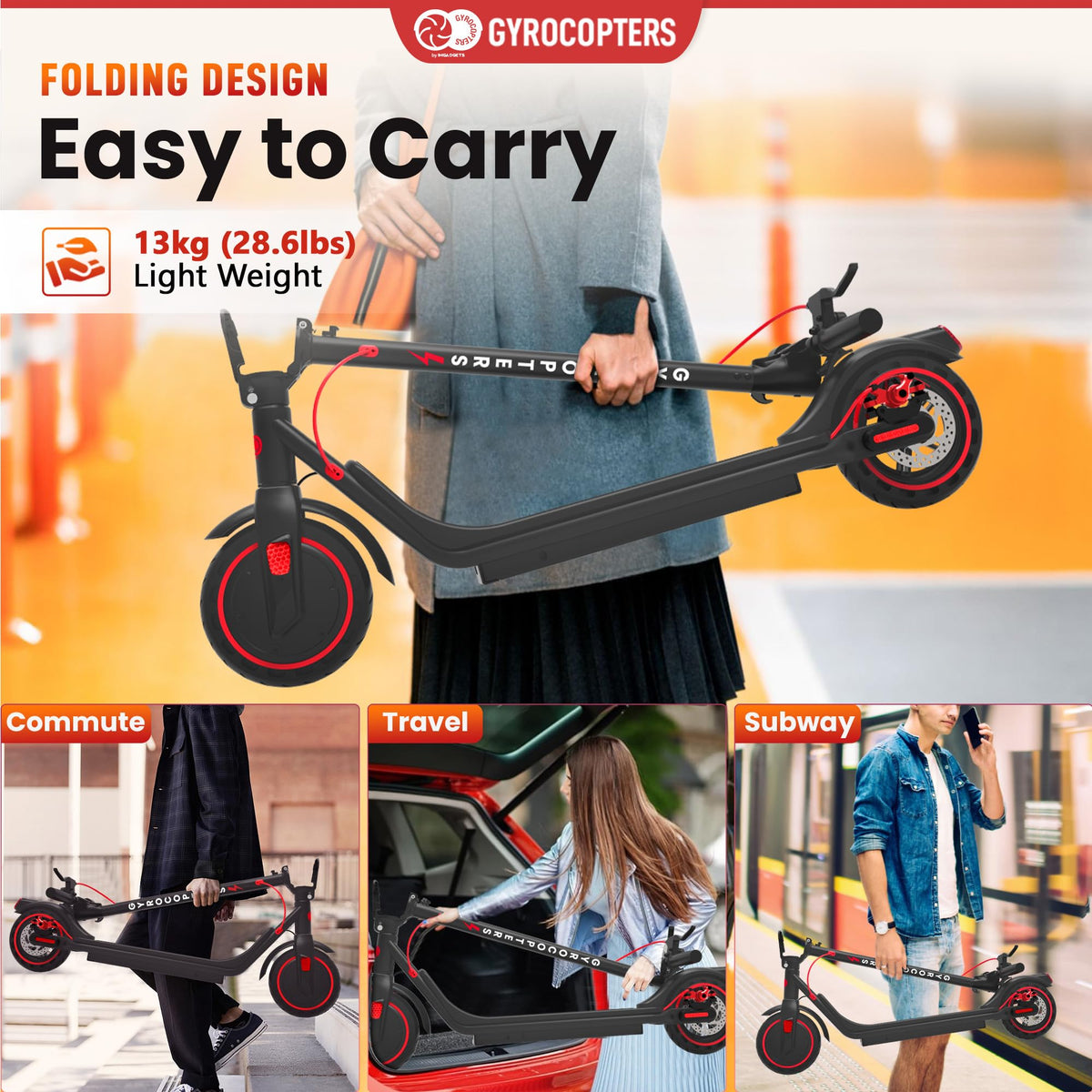 Gyrocopters Flash 6.0 Electric Scooter Canada – 30 km Range image 15
