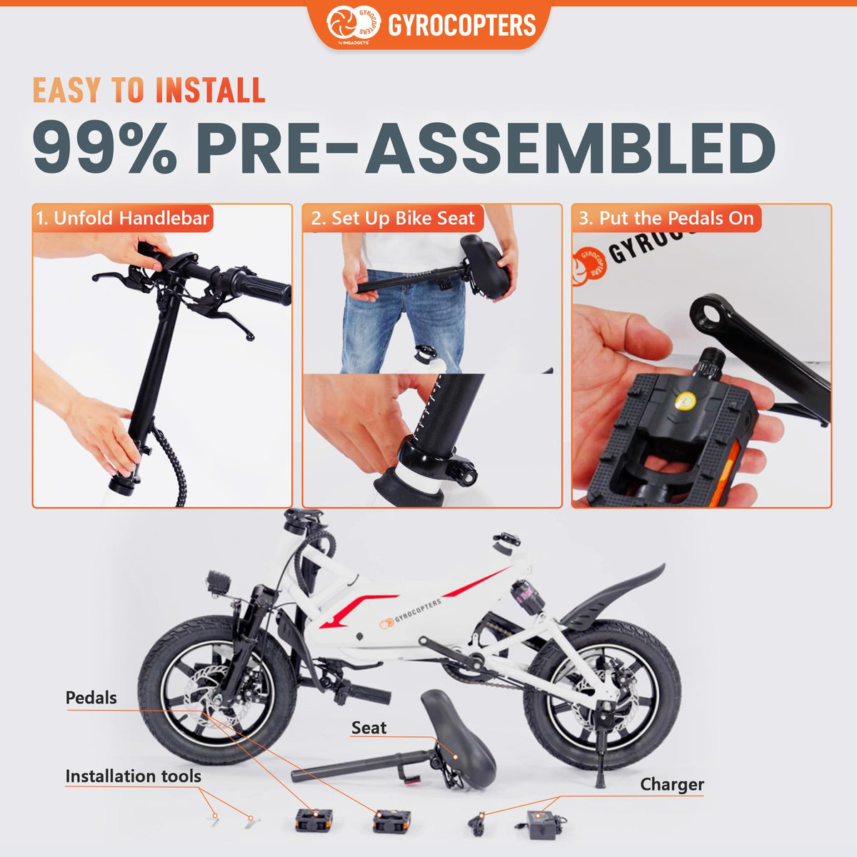 Gyrocopters Frost folding e-bike frame detail