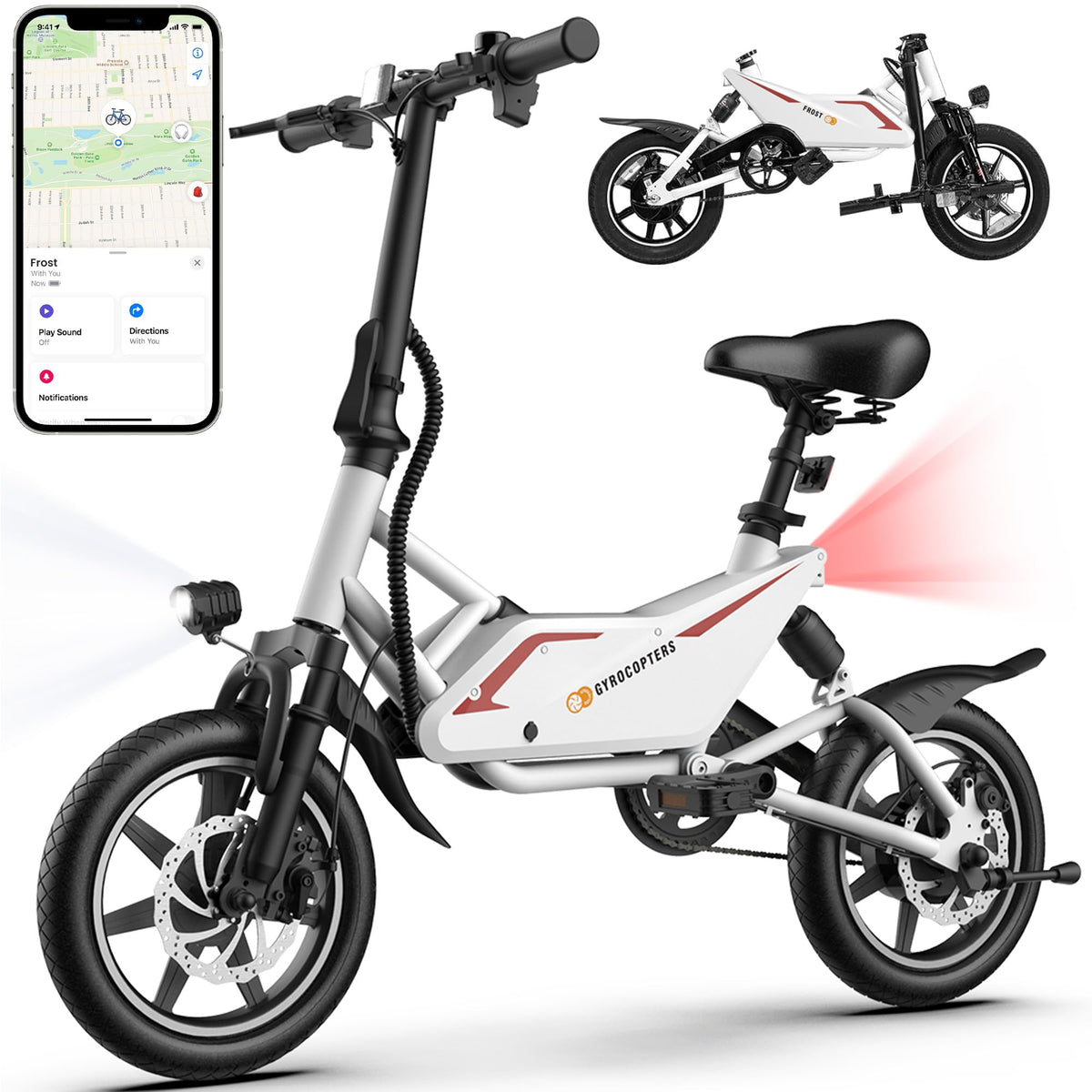 Gyrocopters Frost folding e-bike front view