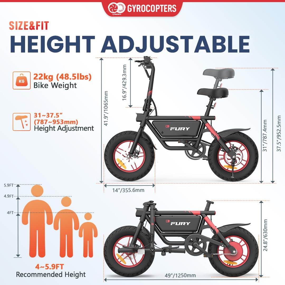 Gyrocopters Fury Folding E-Bike – Fat Tire Electric Bike Canada image 5
