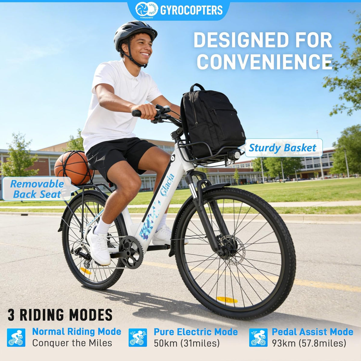 Gyrocopters Glacia electric bike step-through frame detail