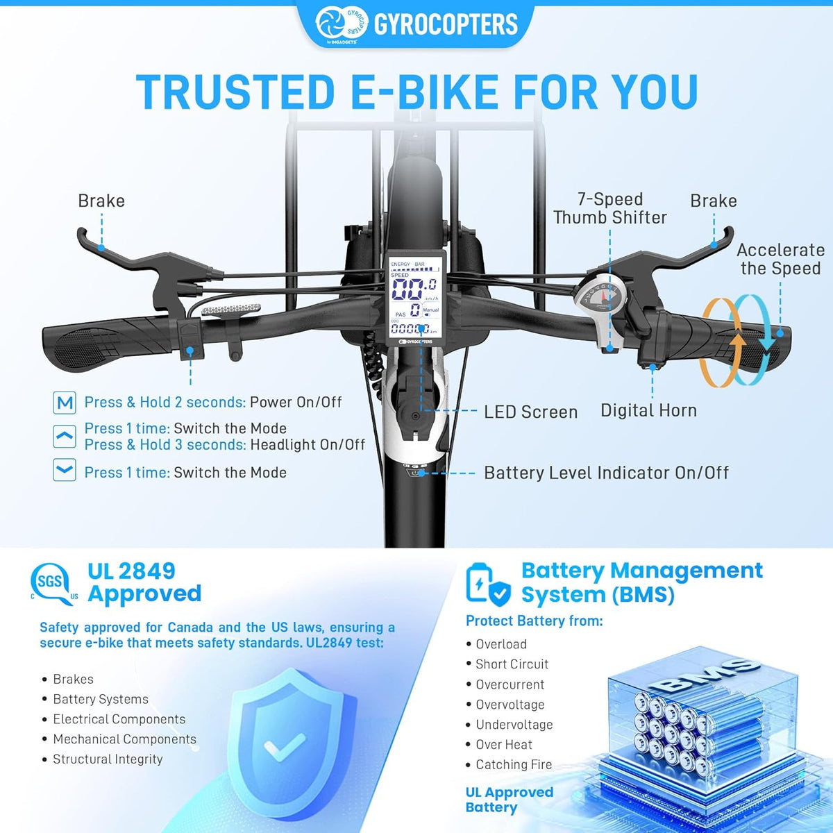 Gyrocopters Glacia electric bike wheel and drivetrain detail