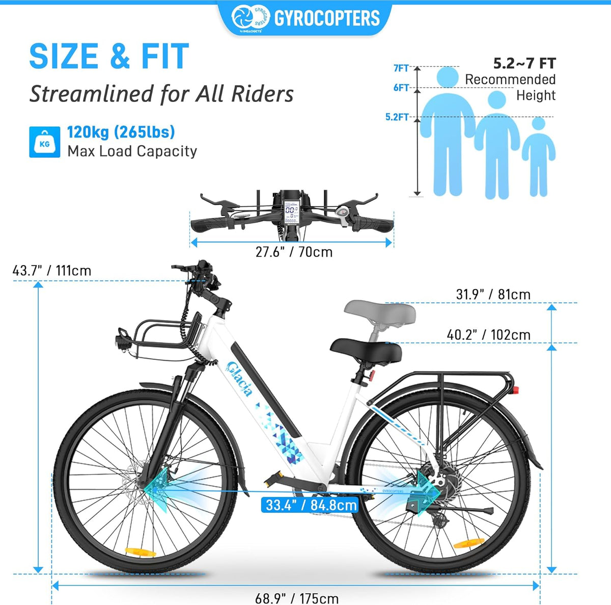 Gyrocopters Glacia electric bike commuting utility detail