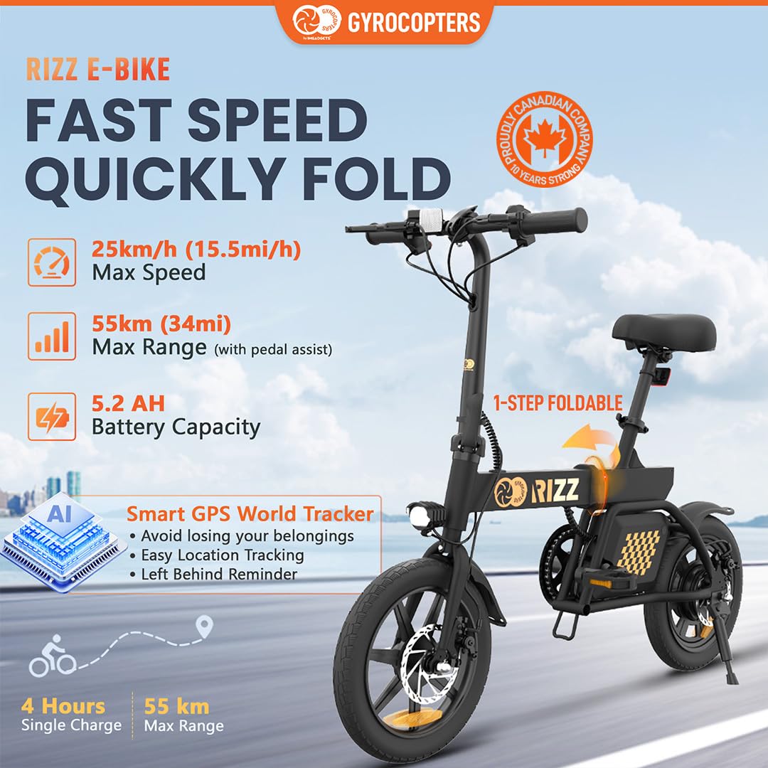 Gyrocopters Rizz compact folding e-bike frame detail