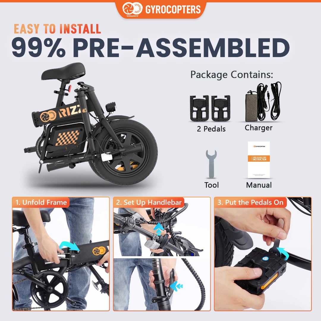 Gyrocopters Rizz folding electric bike riding position