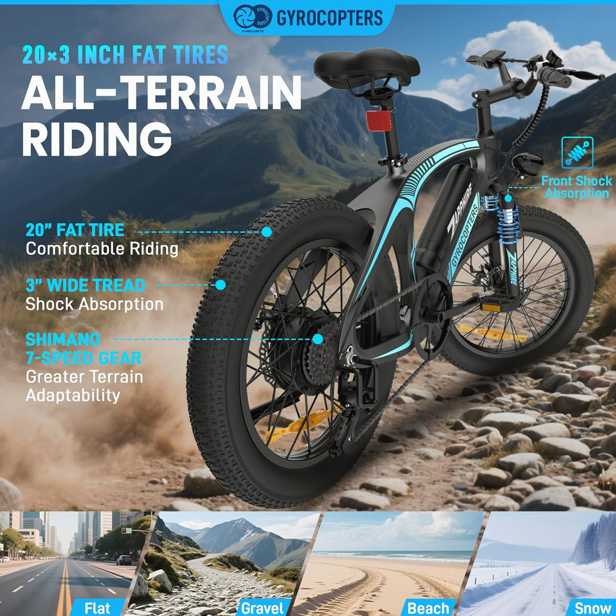 Gyrocopters Zapphire 500W Fat-Tire E-Bike Canada image 3